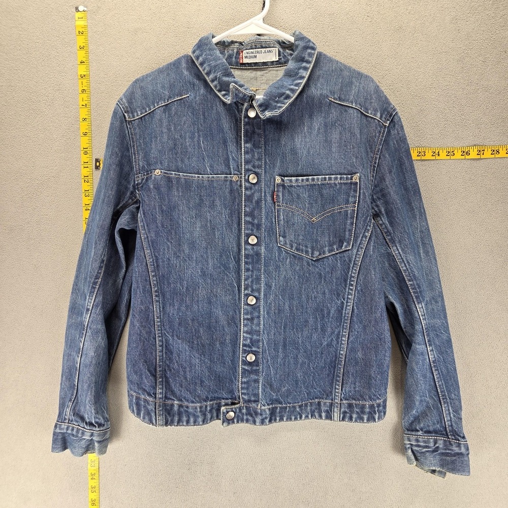Vintage Levis Jacket Mens Medium Blue Engineered Jeans Denim Band Collar 70100